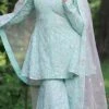 Teen Girls Sky Blue Embroidered Georgette Ghrara Suit Wedding Wear