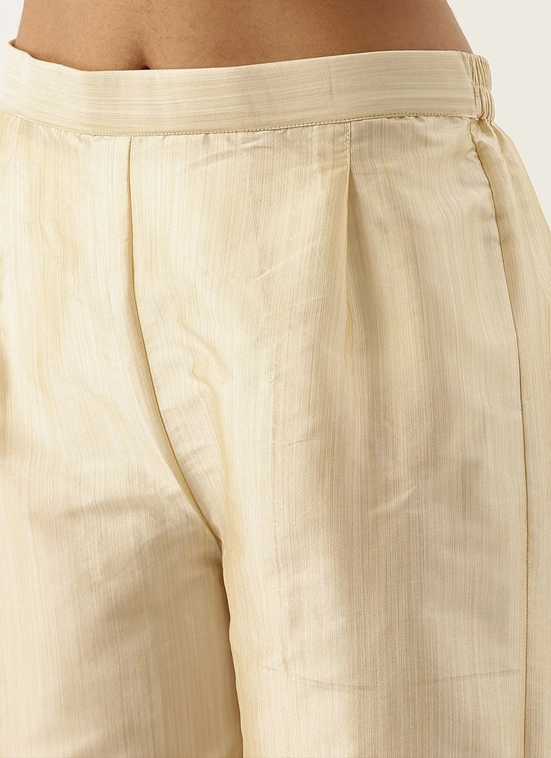 Teen Girls Beige N Maroon Halter Neck Style Kurta Set Festive Wear - Image 7