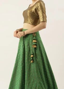 Teen Girls Green N Brown Sequins Lehenga Set Festive Wear