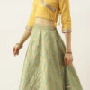 Teen Girls Green N Yellow Crop Top N Skirt Set Festive Wear