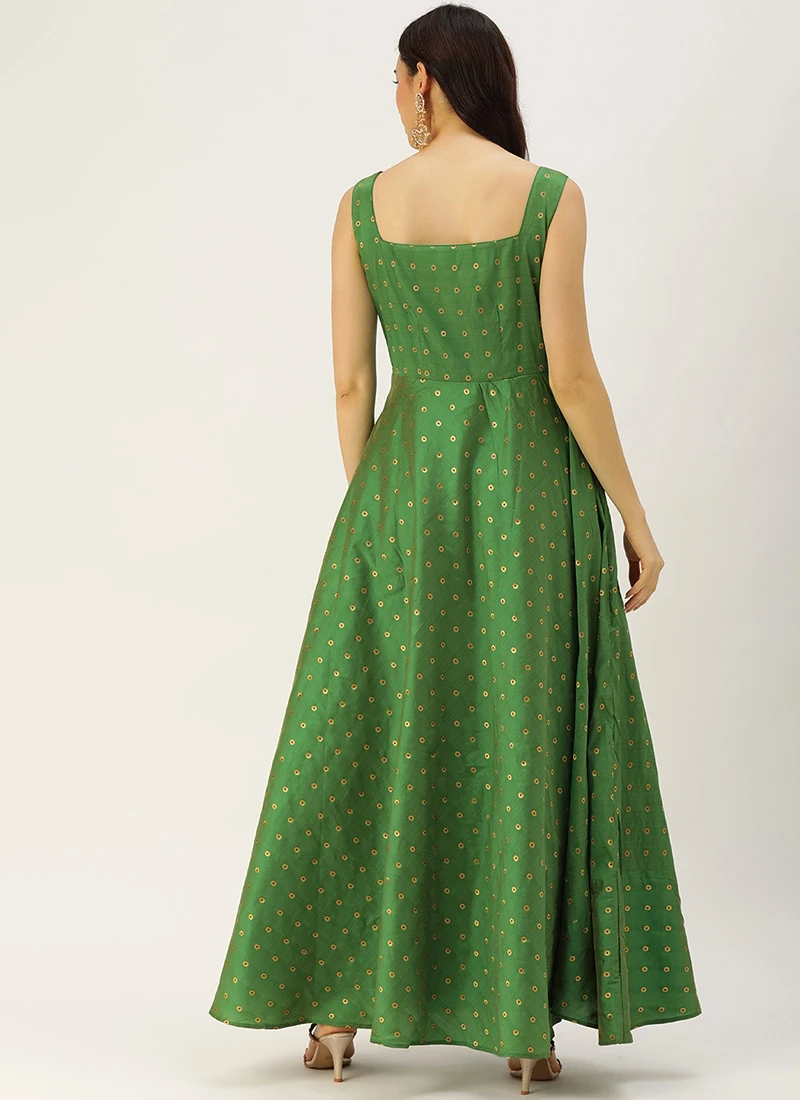 Teen Girls Green Taffeta Gown Festive Wear - Image 4