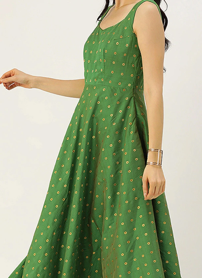 Teen Girls Green Taffeta Gown Festive Wear