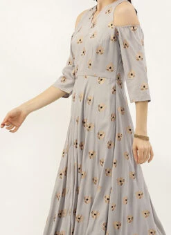 Teen Girls Grey Rayon Cold Shoulder Style Dress After Six Wear