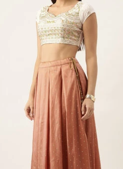 Teen Girls Teen White Embroidered Georgette Lehenga Set Festive Wear