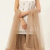 Teen Girls White Georgette N Brown Layered Palazzo Set Festive Wear