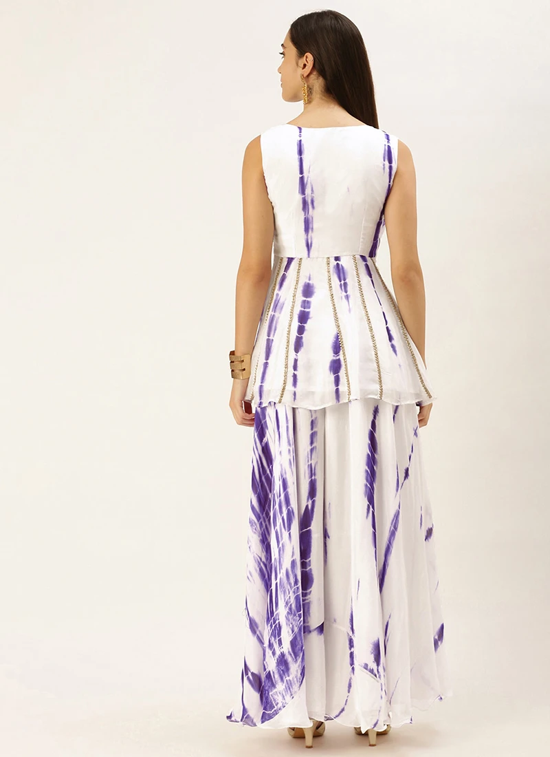 Teen Girls White Tie N Dye Indo Western Co Ords Set Party Wear - Image 4