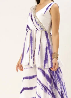 Teen Girls White Tie N Dye Indo Western Co Ords Set Party Wear