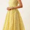 Teen Girls Teen Girl Yellow Foil Printed Cotton Gown Party Wear