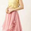 Teen Girls Yellow Georgette Embroidered Pink Lehenga Set Festive Wear