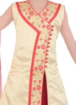 Cream Teens Angarkha Style Long Choli Lehenga