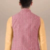 Teen Boys Beige N Pink Embroidered Bandi Set Party Wear