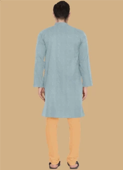 Teen Boys Grey Sequins Art Silk Kurta Set Party Wear