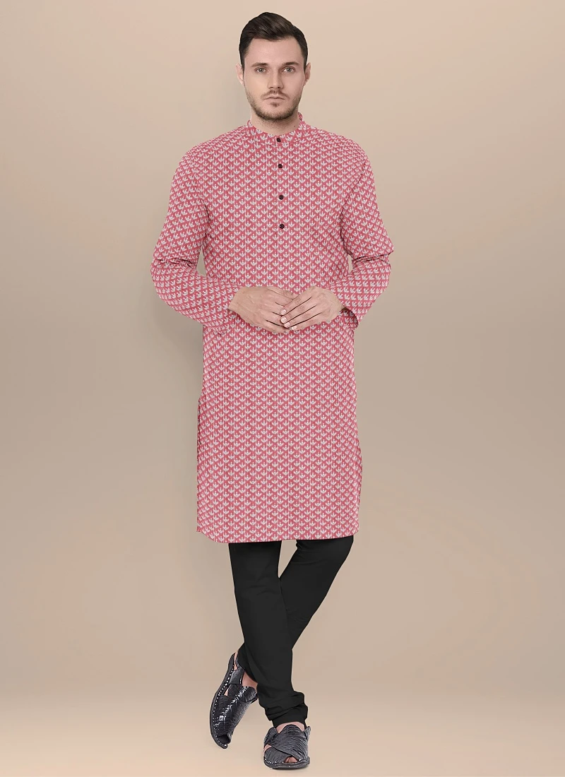 Teen Boys Mauve Art Silk N Black Kurta Pyjama Set Festive Wear - Image 4