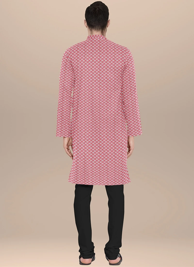 Teen Boys Mauve Art Silk N Black Kurta Pyjama Set Festive Wear