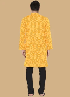 Teen Boys Yellow Art Silk Kurta Set Party Wear